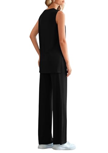 PRETTYGARDEN 2 Piece Lounge Sets for Women Travel Outfits X-Large Black