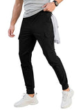 Men's Slim Fit Stretch Cargo Joggers - Medium Black