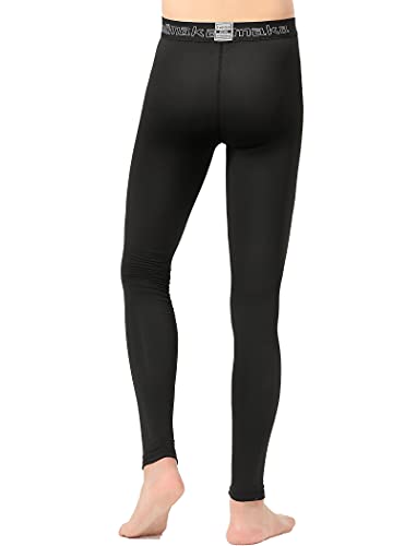Kids Small Black Youth Compression Leggings for Athletic Activity - Rolimaka
