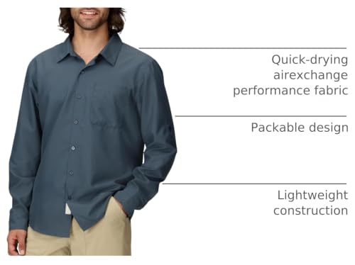 Men's UPF 40 Long Sleeve Shirt - Thunderhead Large Lightweight Breathable