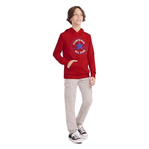Converse Boys' Chuck Patch Graphic Fleece Pullover Hoodie Medium University Red
