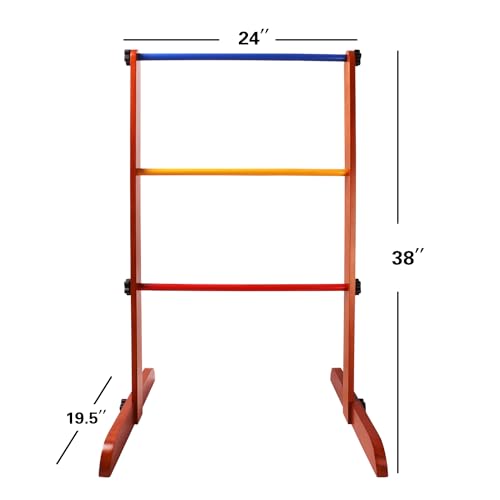 GSE Ladder Ball Toss Game Set with 6 Golf Bolas & Carrying Case - Wood Game Set