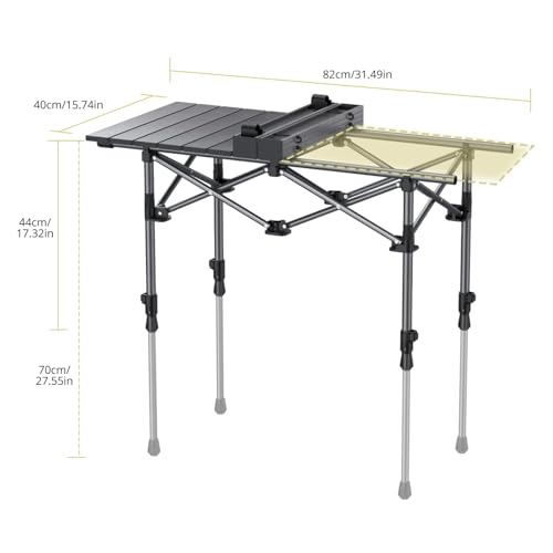 Anbte 3ft Aluminum Foldable Camping Table with 2 Heights, Black, 32 x 16 Inches