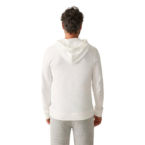 Faherty Men's Sunwashed Slub Hoodie - Medium White Casual Sweatshirt