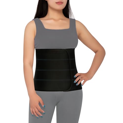 Post Surgery Abdominal Binder Support Belt 4 Panel Black 60-75 Inches XL