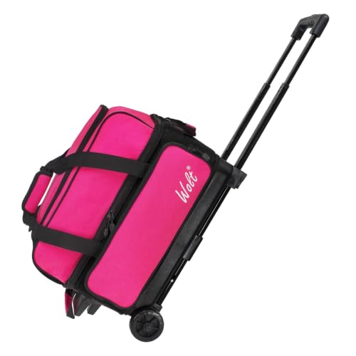 Pink 2 Ball Bowling Bag with Wheels & Retractable Handle - 40 Inch