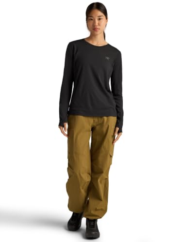Women's Sunna Crew LS Shirt - Black, Small, UPF 50+ Recycled Polyester