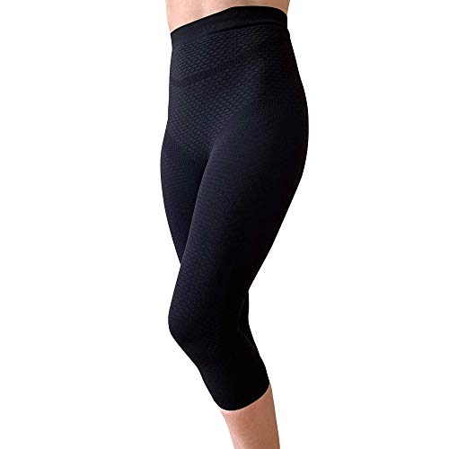 Bioflect® Capri Compression Leggings 7XL Black with Bioactive Fibers & Raised Massage Knit