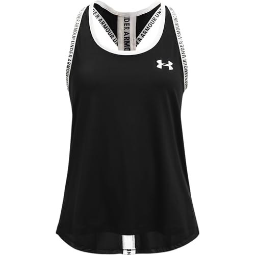 Under Armour Girls' Knockout Tank Top - Medium Black & White