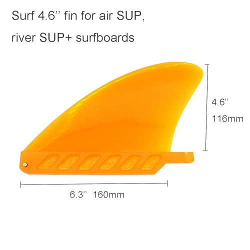 4.6 Inch Soft Flex Surf Fin Orange & Black for Surfboards & SUP Paddleboards - No Tool Screw - Variation: Orange
