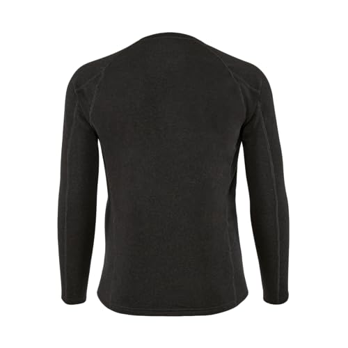 Men's Heavyweight Synthetic Wool-Blend Fleece Base Layer Top - Large Tall Black Heather