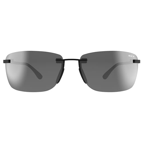 BEX Legolas OTG Rimless Polarized Sunglasses - UV Protection, Lightweight Sport Eyewear, Black/Gray/Silver