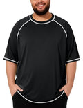Roadbox Big & Tall Men's Swim Shirt UPF 50+ Short Sleeve Rash Guard 3X-Large Black