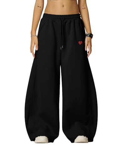 Aelfric Eden Medium Black Super Baggy Y2K Wide Leg Sweatpants – Unisex Casual Joggers