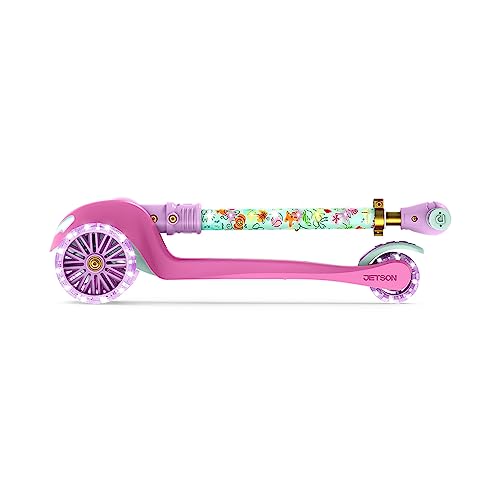 Kids Kick Scooter with LED Lights & Light-Up Wheels - Princess Pink, 3-Wheel