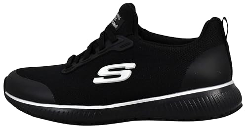 Skechers Women's Squad Slip-On Shoes Black/Silver - Athletic Work Sneakers