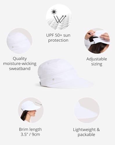Solbari Women's Wanderlust UPF 50+ Visor Hat - One Size, White Sun Protection