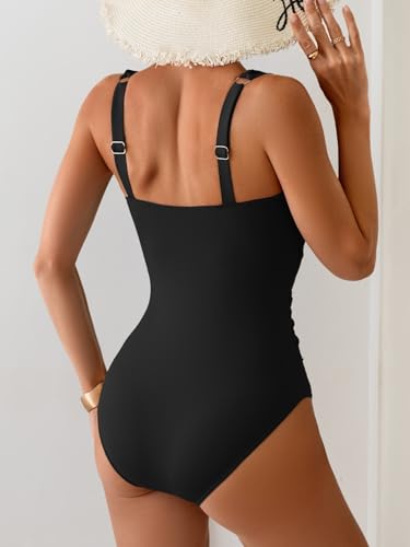 Women's Tummy Control One-Piece Swimsuit with Ruched Design and Full Coverage