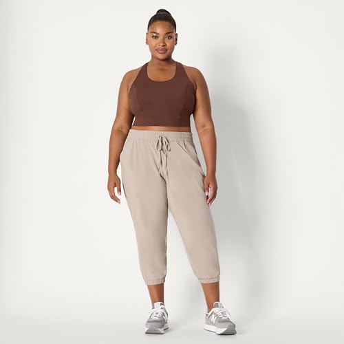 Women's Active Performance Stretch Woven Crop Jogger Pants - Taupe, X-Small