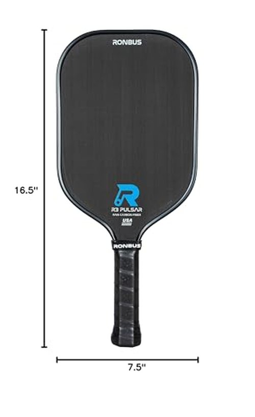 Ronbus R1/R3 Pulsar Thermoformed Raw Toray T700 Carbon Fiber Pickleball Paddle with 16 mm Polypropylene Honeycomb Core (R3 Pulsar)