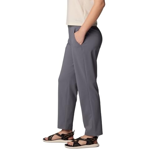 Women's All-Season Stretch Pull-On Pants with UPF 50 Rain and Stain Resistance - City Grey, Large