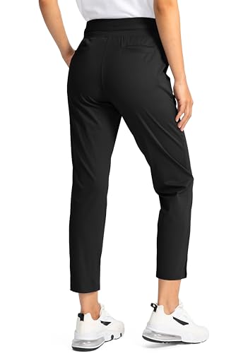 Soothfeel Women's High Waisted Golf Pants with 4 Pockets - Large Black