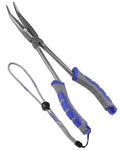Saltwater & Freshwater Long Nose Pliers - 11.5" Corrosion-Resistant Hook Remover with Lanyard - Blue & Gray