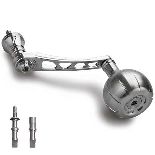HEIGHTEN 65-70mm Spinning Reel Handle with 38mm Knob for Shimano Daiwa Reels - Silver
