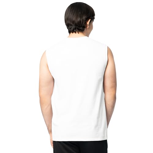Men's Sleeveless Cotton T-Shirt - Breathable Moisture-Wicking & Odor Control, Small, White