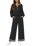 Aoysky Women's 2 Piece Lounge Sweatsuit Set - Black, Large