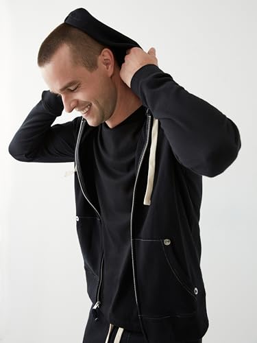 Men's Buddha Logo Zip Hoodie - Large Black Casual Sweatshirt