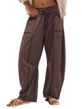 Panadila Women's Wide Leg Barrel Sweatpants - Medium, Coffee Brown