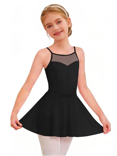 Girls Ballet Leotard with Removable Skirt Toddler Dance Outfit 3T-10Y Black 9-10 Years