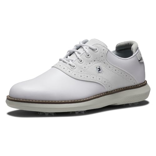 FootJoy Golf Juniors Traditions Shoes - White/White, 5 Big Kid