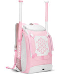 Youth Baseball & Softball Bag Backpack with Helmet Holder - Pink