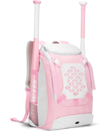 Youth Baseball & Softball Bag Backpack with Helmet Holder - Pink