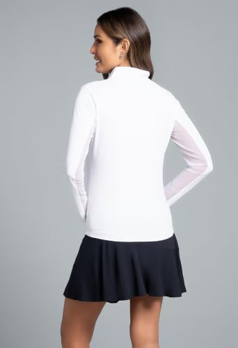 IBKUL White Medium Sun Protective UPF 50+ IceFil Long Sleeve Athletic Top