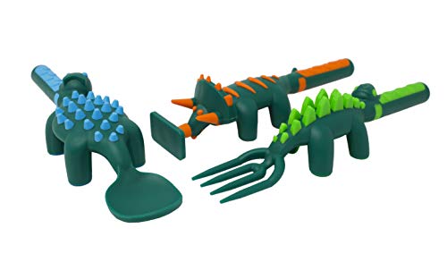 Constructive Eating Dinosaur Toddler Plate and Utensils Set - Made in USA