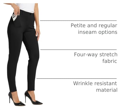 Willit Women's Yoga Dress Pants - Black, Large / 30 Inches, Skinny Fit, Office Casual Leggings
