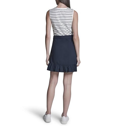 Women's Knit Sleeveless Cotton Striped Dress - Small Black White