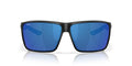 Costa Del Mar Men's Rincon II Rectangular Sunglasses Matte Black/Blue Mirrored 580p 64mm