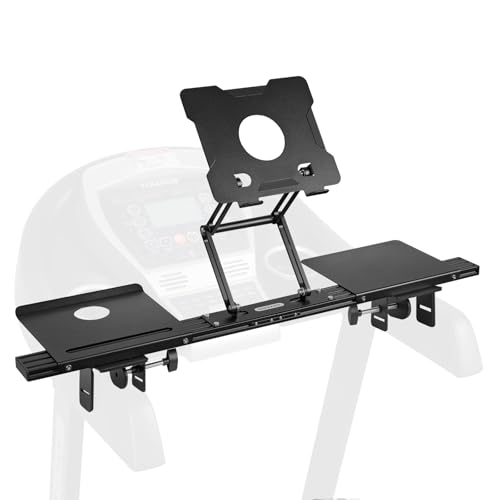 Matte Black Treadmill Laptop Holder - Adjustable Aluminum Desk Attachment for Treadmill