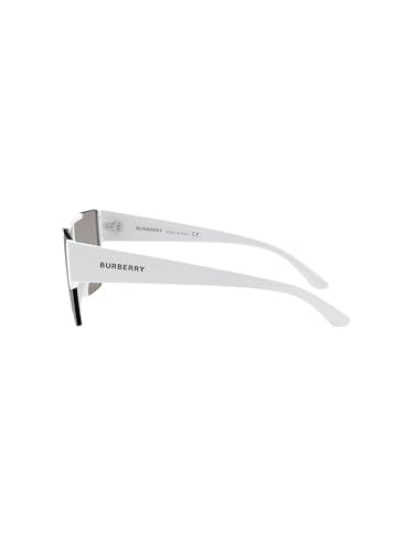 Burberry Unisex White Plastic Rectangle Sunglasses with Logo Lens