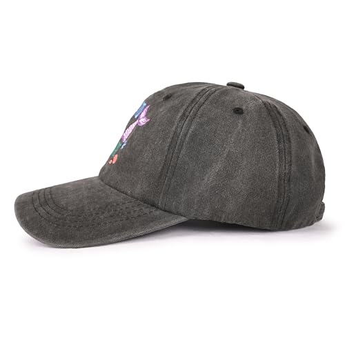 Mermaid Baseball Cap for Women and Men Embroidery Adjustable Washed Trucker Hat