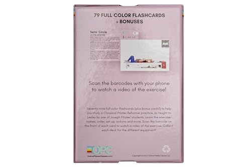 OnlinePilatesClasses Reformer Deck 79 Cards with Free Video Tutorials - All Levels Home Workout