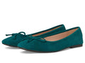 Women's Square-Toe Ballet Flats with Bow & Padded Insole - Rainforest Suede 8