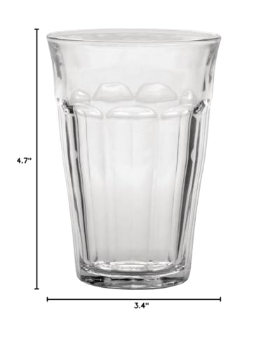 Duralex Picardie Clear Glass Tumbler Set of 6 - 12.2 fl oz, Made in France