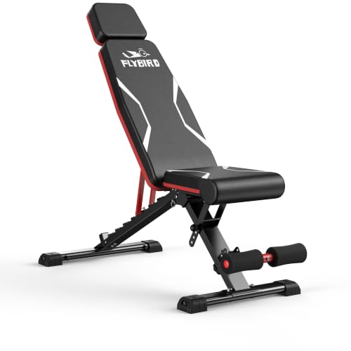 Flybird Adjustable Weight Bench for Home Gym - Black, Full Body Workout