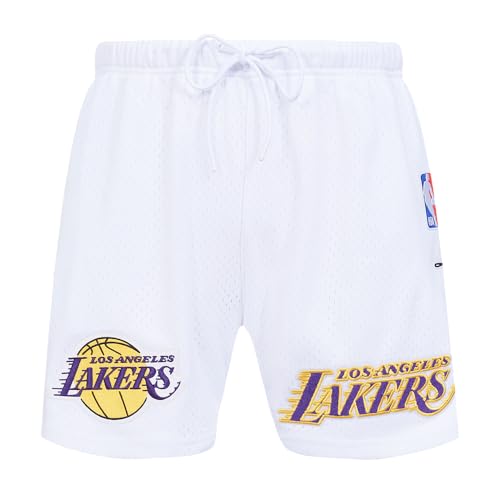 Pro Standard Mens NBA Los Angeles Lakers Mesh Shorts - Medium White