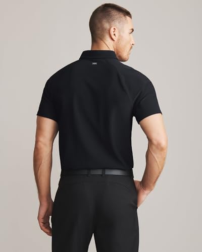 Rhone Men's Regatta Pique Polo - Small Black, Anti-Odor Moisture-Wicking Golf Shirt